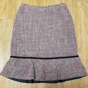 Caslon Pink/Black Checked Flounce Pencil Skirt Sz4